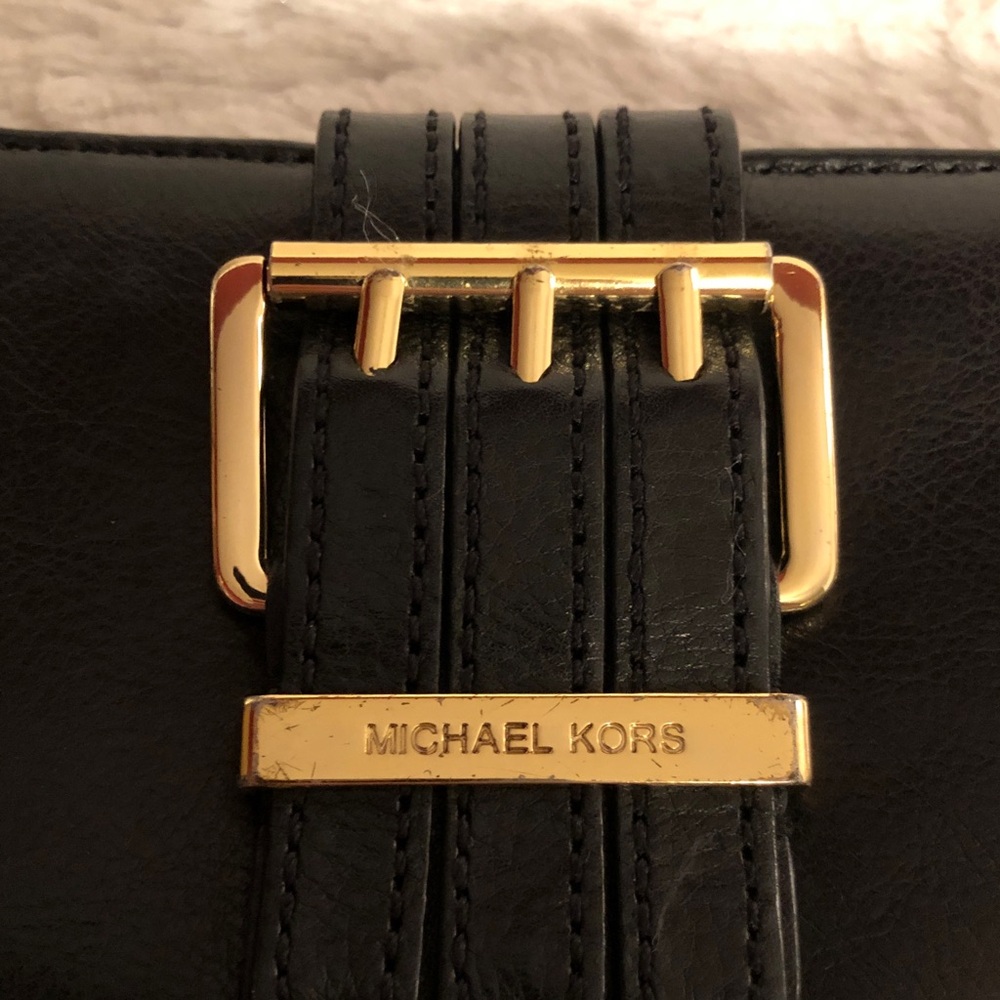 Michael Kors Black Leather Buckle Clutch Wallet with Gold Hardware - Picture 11 of 11